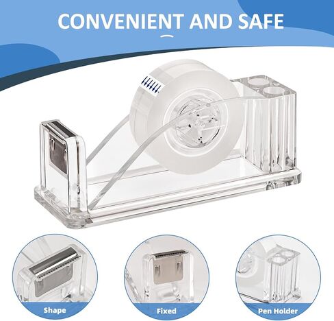 Transparent Acrylic Tape Dispenser, Non-Skid Tape Cutter Holder, Clear Tape Dispensers Bulk for Desk, Office, Home, School in Saudi Arabia