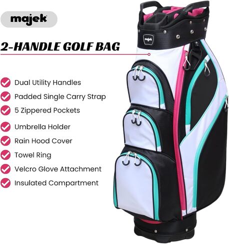 Majek Premium Ladies Black White Teal Pink Golf Bag in Saudi Arabia