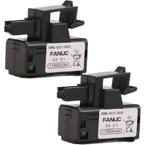 (2PCS) 1750mAh A98L-0031-0026 3V PLC Battery for FANUC 02B-0309-K102/A98L-0031-0026 CNC Machine Controler 3P Plug Style