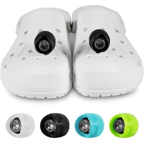 Kitsology 2pcs Croc Lights for Shoes Croc Headlights Outdoor Camping Essential Croc Lights Light Up Croc Charm, Clip on Clog Flashlight for Shoes-Green