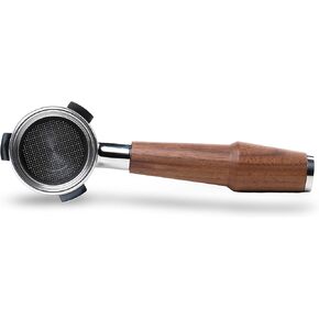 فلتر محمول بدون قاع مقاس 54 مم مع مقبض من خشب الجوز الطبيعي - متوافق مع Breville Barista Express وPro وTouch وBambino وPlus وInfuser وDuo Temp Pro - يتضمن سلة فلتر عارية 18-21 جرامًا