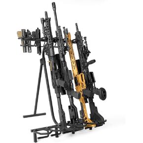 Savior Equipment Mobile Firearm Rack Tactical 6 Rifle Shotgun Free-Standing Gun Display Storage 8 Pistol Rack - Heavy Duty Steel, Foldable Design, Fit Most Firearms Longer Than 31" in Length