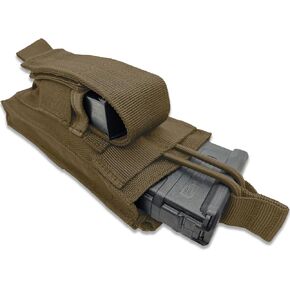 Rifle and Pistol Mag Pouch | American Company | Open Top Single Double Triple Magazine Holster for Ammo | Universal Tactical Molle Bag Holder