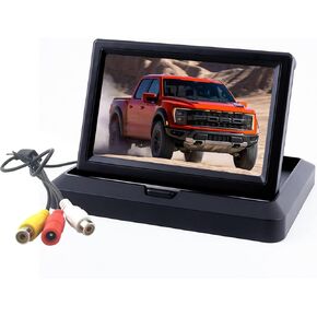 5 inch Foldable TFT LCD Backup Camera Monitor only Rear View Reverse Display Screen, V1/V2 Two Video Input, 12V/24V Vehicle Backup Camera Display for Car Backup Van Truck