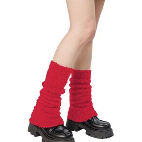 Lunedear Womens Fuzzy Leg Warmers Knit Long Socks Winter Warm Ruffle Leg Sleeves Warmer College Concert Thick Boot Socks