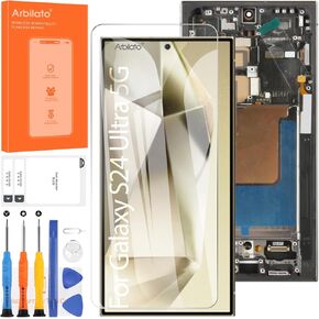 AMOLED Screen for Samsung S24 Ultra Screen Replacement S24 Ultra LCD Screen SM-S928B,SM-S928U Touch Display Digitizer Assembly Repair Parts with Frame(with Fingerprint Function) (Black)