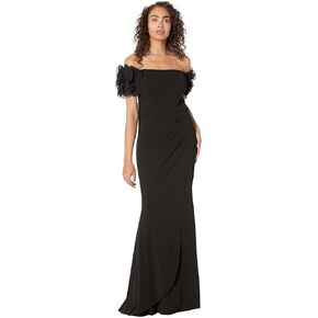 Xscape Womens Off-The-Shoulder Ruffled Evening Dress