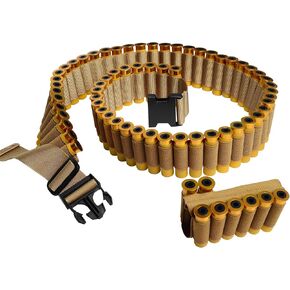 12/20 Gauge 60 Round Shotgun Shell Bandolier + 8 Round Butt Stock Shell Holder, Adjustable Heavy Duty 12GA Shell Belt with Quick Release Buckle, Shotshell Shoulder Starp for Hunting