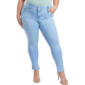 YMI Womens Wannabettabutt 3 Button Mid-Rise Skinny Jean Made with Recycled Fibers