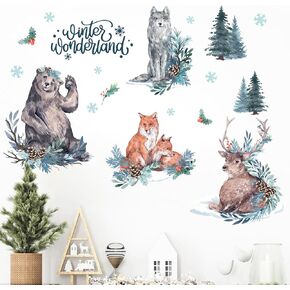 Mfault Winter Cartoon Cat Dog Wall Decals Stickers, Let It Snow Kitty Snowman Nursery Decorations Kids Bedroom Art, Paw Prints Neutral Toddlers Room Playroom Christmas Decor Pet Lover Gifts