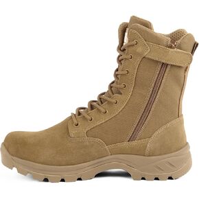 Men's Military Tactical Boots Lightweight Work Boots with YKK Side Zipper Outdoor Army Combat Boots Durable 8 Inches Hiking Boots