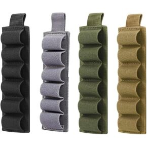 4PCS 6 Round Shell Holder Tactical Shotgun Buttstock 12/20GA Cartridge Shell Case Bag Military Elastic Ammo Bullet Carrier Holster(4 Color Included)