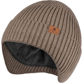 Ocatoma Winter Beanie with Earflap for Men Women Warm Knit Soft Hat Outdoor Beanie Unisex Gifts for Men Women
