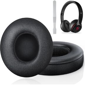 Replacement Ear Pads for Beats Solo 2 & Solo 3 Wireless，Tool for Replacement Ear Pads，2 Pieces Noise Isolation PU Leather Comfortable Memory Foam Ear Cushions (Black)