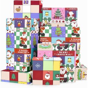 Larcenciel Christmas Wrapping Paper, 6 Sheets Gift Wrapping Paper w/Christmas Stickers, Vintage Xmas Wrapping Paper, Thick Kraft Brown Gift Wraps for Christmas, Birthday, New Year, Holiday, 27.5x19.6