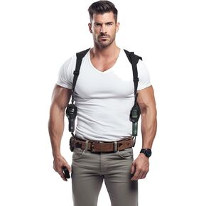 Gun Holster-Fits Compact to Large Handguns Concealed Carry Shoulder Holster with Magazine Pouch for Right and Left Hand Gun Accessories