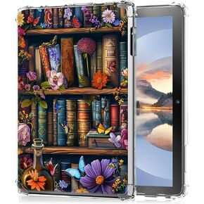 Clear Case for 6.8" Kindle Paperwhite (11th Generation 2021) and Kindle Paperwhite Signature Edition, Transparent TPU Silicone Protective Shell Shockproof Cover Case, Flower Book
