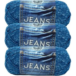 Lion Brand Yarn Jeans Yarn, Soft Yarn for Knitting and Crocheting, Yarn for Crafts, 1-Pack, Stonewash