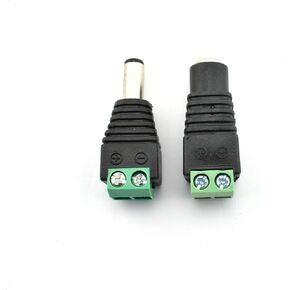 ZYAMY 20pcs 5.5x2.1mm Male Female DC Power Plug Connector Screw Fastening Type Green Jack Adapter for CCTV Camera