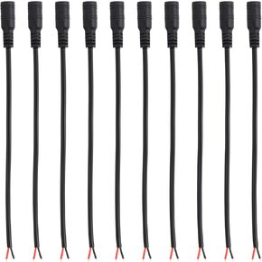 PATIKIL 20 Inch DC Power Cable, 20 Pcs 5.5mm x 2.1mm Barrel Plug Socket Cables DC Male Plug to Bare Wire Open Adapter for LED Strip, CCTV Camera