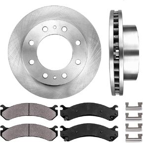 Callahan Front Brake Kit for Chevy GMC Silverado Sierra 2500 3500 HD Savana Express 3500 Deville H2 Drilled & Slotted Brake Rotor and Ceramic Brakes Pads Replacement : 12.8" inch Rotors