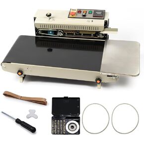 U.S. SOLID Widened Continuous Bag Band Sealer Sealing Machine, Automatic Horizontal Band Sealer with Digital Temperature Control for 0.02-0.08mm PVC Bags Films Stamp Coding 110V/60HZ