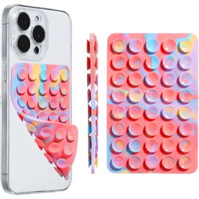 Silicone Suction Cup Phone Mount Sticky Phone Grip Backside Sucker for iPhone Android Hippers Grippy Strong Phone Case Accessory Stuff Mirror Stick On (Sunset Color 1PCS)