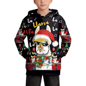 Kids Christmas Sweatshirt Ugly Funny Hoodie with Pocket 5-14 Years
