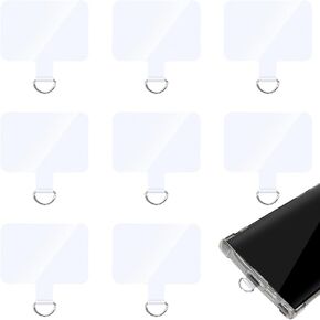 Phone Tether Tab, 8 Pieces Universal Phone Lanyard Patch Without Adhesive, Phone Patch Upgraded Metal D Ring Most Cell Phones Cases, Phone Lanyard Replacement Part for Cell Phone Strap