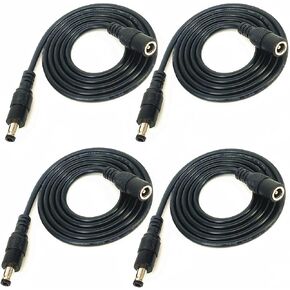 WFYZQLJE 4pcs Black 3.28-Foot (1-Meter) DC Male and Female Extension Cables, 5.5mm x 2.5mm Plug Cables, DC Power Adapter Connection Cables, Used for LED Light Strips, Camera Monitoring, etc