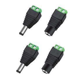 2 Pairs 12V Male to Female 5.5x2.1 MM DC Power Jack Plug Adapter Barrel Connector for Camera CCTV Security Led Strip Lights