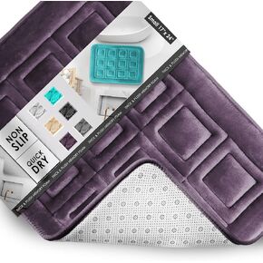 Clara Clark Bathroom Rugs, Velvet Memory Foam Bath Mat, Non-Slip Bath Rugs, Machine Wash, Dries Quickly, Ultra Soft Plush Bath Mats for Bathroom, Tiled - Gray