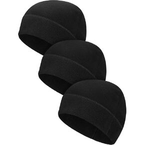 3 Pieces Winter Warm Skull Cap Soft Polar Fleece Beanie Hat Thick Windproof Watch Cap Skiing Outdoor Cap for Men Women