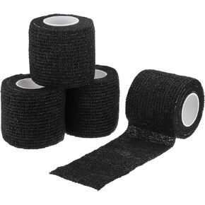 PATIKIL 2in x 14.76ft Camo Tape Wrap, 4 Rolls of Self-Adhesive Camouflage Tape for Hunting Climbing Outdoor Camera Flashlight, Black