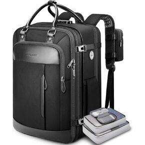 Taygeer Carry on Backpack for Men Women, Expandable Personal Item Travel Backpack Bag with 4 Packing Cubes & Shoe Compartment, Anti-Theft TSA Flight Approved Backpack Gifts Casual Daypack, Black