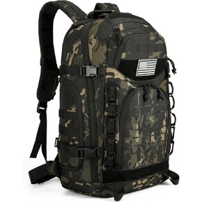 45L Tactical Backpack for Men Army Assault Pack Molle Military Backpack Hunting Rucksack Bug Out Bag Daypack (Khaki)