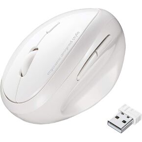 SANWA 2.4G Wireless Ergonomic Mouse White, Vertical Optical Ergo Mouse Small Hands, Cordless Mice for Wrist Pain, 800/1200/1600 DPI, 5 Buttons, Compatible Mac, Windows, PC, Desktop