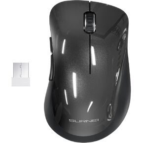 2.4GHz Silent Wireless Mouse, 1200 DPI Optical Cordless Mouse with USB Receiver, Ergonomic Grips, Red Portable Travel Computer Mouse for Laptop, PC, Desktop, MacBook, 5 Buttons for Men and Women