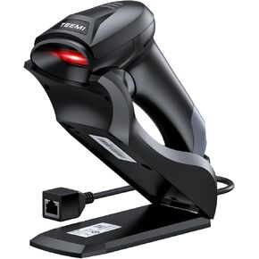 TEEMI QR Bluetooth Barcode Scanner with Wall Mountable USB Charging Cradle Data Receiver, 1D 2D Wireless Reader CMOS Screen Scanning PDF417 Data Matrix, Powerful Driver License Data Parsing, TMSL-56CR