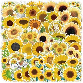Sunflower Stickers, 50PCs, Aesthetic Flowers Vinyl Decals, Stickers for Hydro Flask, Laptop, Water Bottle, Stickers for Kids, Toddlers, Teens, Girls, Car, Helmet Stickers Sunflower