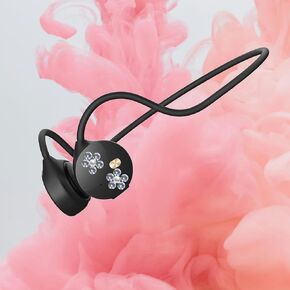 HoPko Ultra Light Sports Headphones, Bone Conduction Headphones with Mic,Portable Open-Ear Wireless Headsets, Bluetooth V5.2 Sports Earphones with Sweat-Proof for Running, Cycling, Hiking, Black