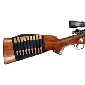 Elastic Buttstock Shell Holder for Rifles - Universal Fit, Holds 9 Cartridges for Easy Access, Durable Rifle Butt Cuff Cartridge Holder