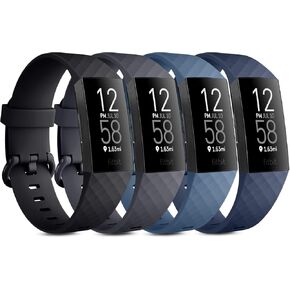 Vancle Bands for Fitbit Charge 4 Bands/Fitbit Charge 3 Bands Women Men[4 PACK], Classic Soft Replacement Sport Straps Wristbands for Fitbit Charge 4 / Charge 3 Fitness & Health Tracker
