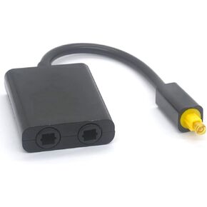 Toslink Digital Optical Audio Splitter Adapter 1 in 2 Out Fiber Optic Audio Cable Switcher, Black