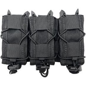 Triple Pistol Mag Pouch, Universal Molle Tactical Handgun Magazine Holster Carrier Compatible with 9mm/.40/.45/.380 Calibers/Glock/Springfield 1911