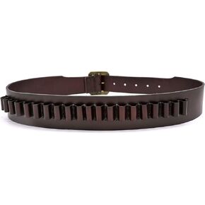 TOURBON Adjustable Vintage Leather .38 .357 Caliber Handgun Bandolier Cartridge Belt Up to 35 inch