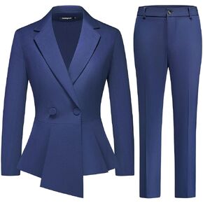 Lamgool Women's Suit Outfits Set 2 Piece Ruffle Blazer with Pants Suit Set Long Sleeve Business Casual in Kuwait