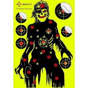 Shooting Splatter Targets - 12 x18 inch Reactive Self Adhesive Silhouette Target Paper for Range - Easily See Shots Burst Bright Fluorescent Points
