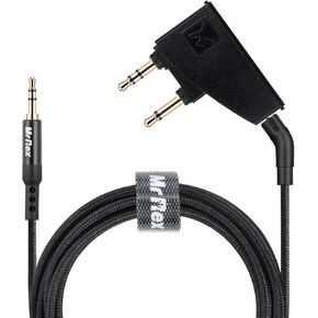 Mr Rex 2.5mm to 3.5mm Nylon Braided Headphone Cable + Dual 3.5mm Male to 3.5mm Female Airplane Headphone Adapter Set for Air Flight (Style 2)