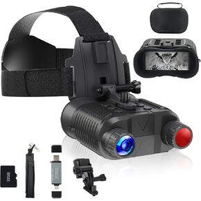 Head-Mounted Night Vision Goggles - lovpo Rechargeable Digital Infrared Night Vision Binoculars 1312FT 2.7" Screen Night Vision Goggles with Head Strap &32GB SD card and Card Reader for Hunting,Adults